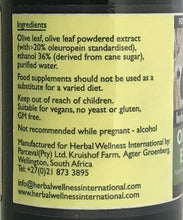 Olive Leaf Extract Ingredients label